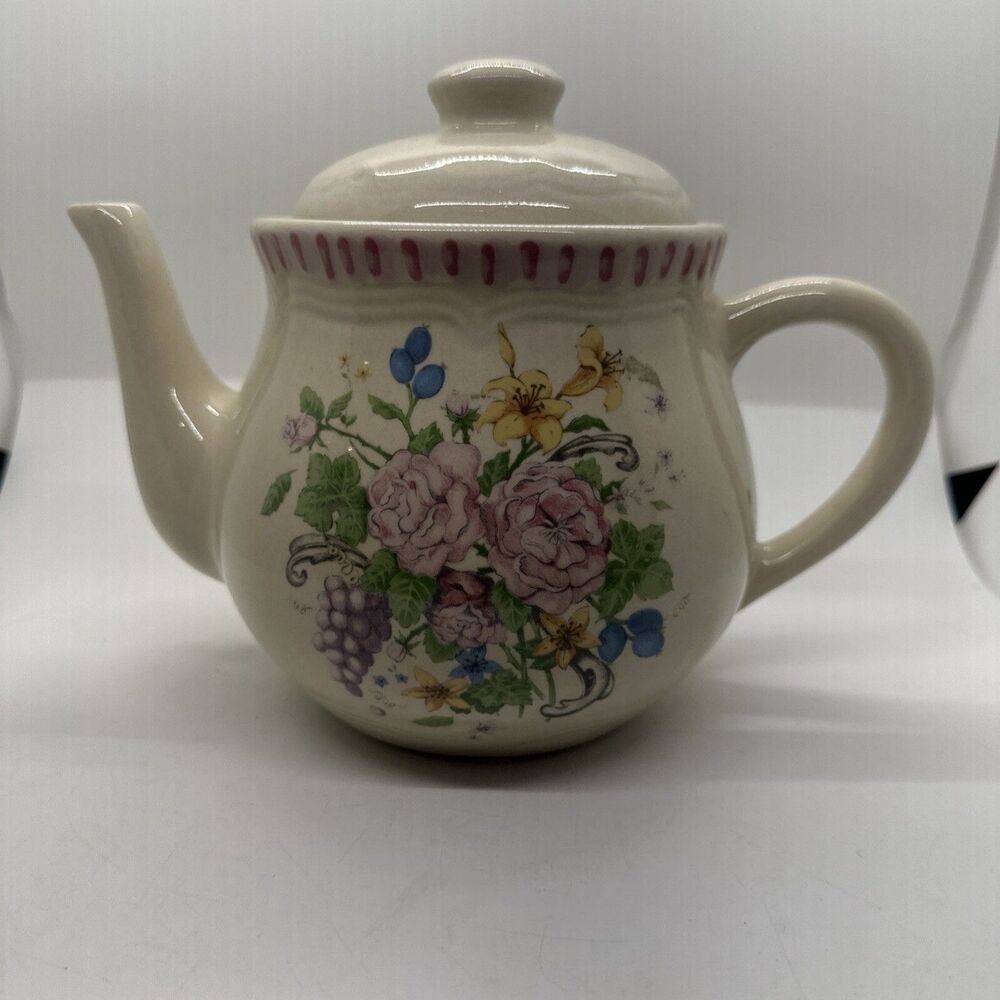 Vintage Colorful Himark Hand Painted Whimsical Floral Teapot with Lid